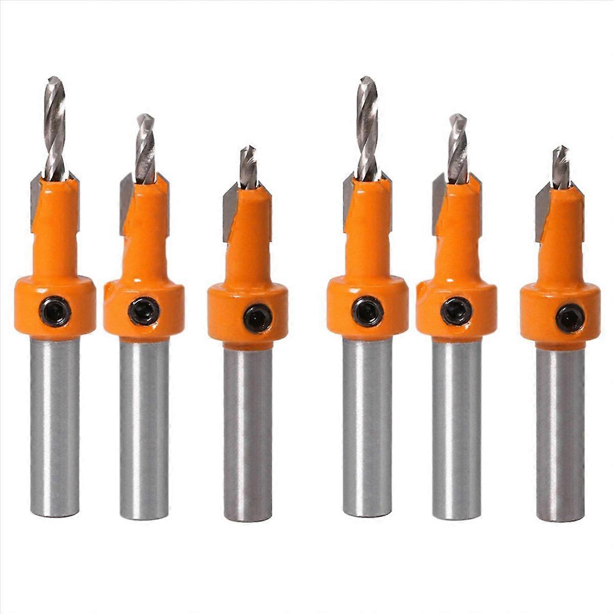 6 Pcs Countersink Drill Bit Set Wood Hole Drill Bit Timber Wood Working Drill Bits with Hex Key for 
