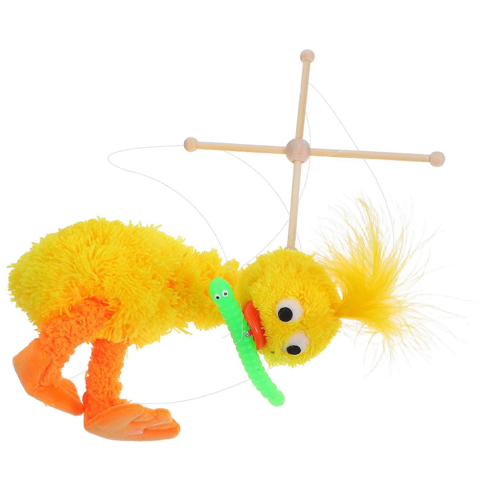 Cute Yellow Plush Duck Marionette for Puppet Shows Interactive Play