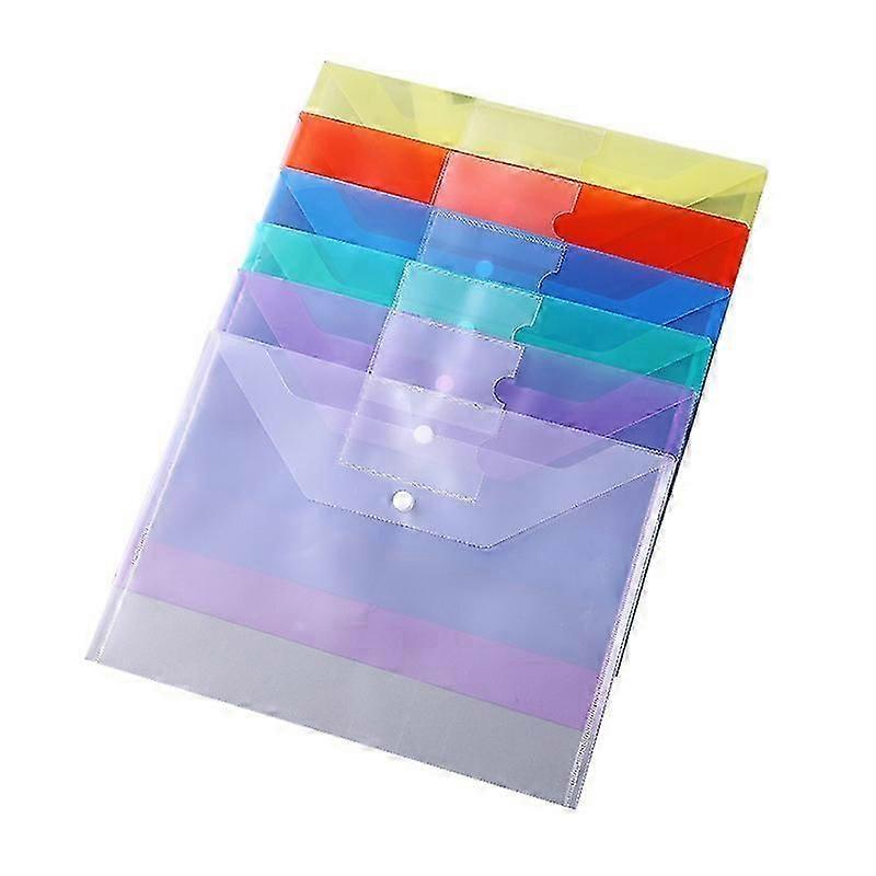 6Pcs Documents Envelopes Button File Bags Transparent File Pockets Plastic Document Storage Bags