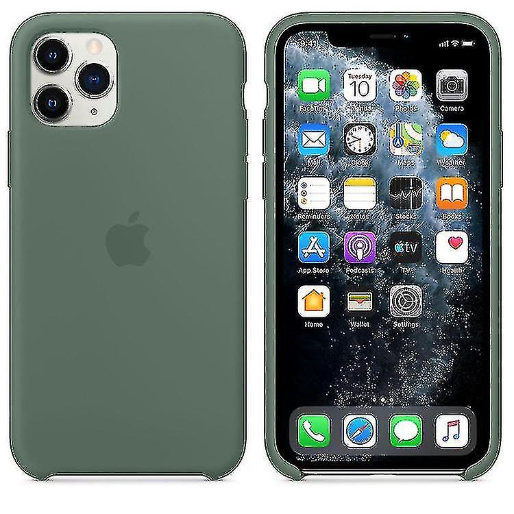 Apple Silicone Microfiber Protective Case For Iphone 11 Pro-pine Green