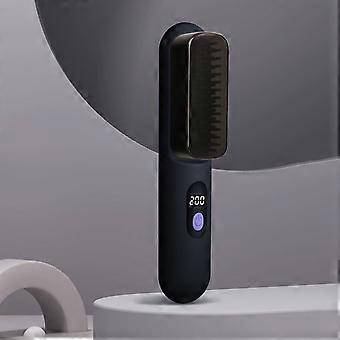 Quinlirra Kabelloser Haarglätter-Kamm USB Mini Tragbarer Haarglätter-Kamm, der nicht schädlich ist, Haarglättungs- und Lockenstab