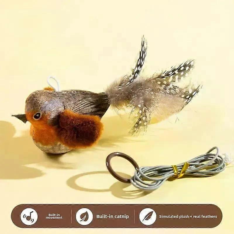 Indoor Interactive Birds Toy for Cat Chasing Teasing Toy Sounding Catnip Cat Teaser Toy Self-hilarity Wall Hanging Birds Cat Toy