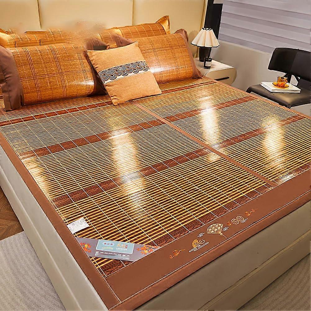 Bamboo Sleeping Mat Foldable Breathable Carbonized DoubleSided Cooling Mattress 100x190cm