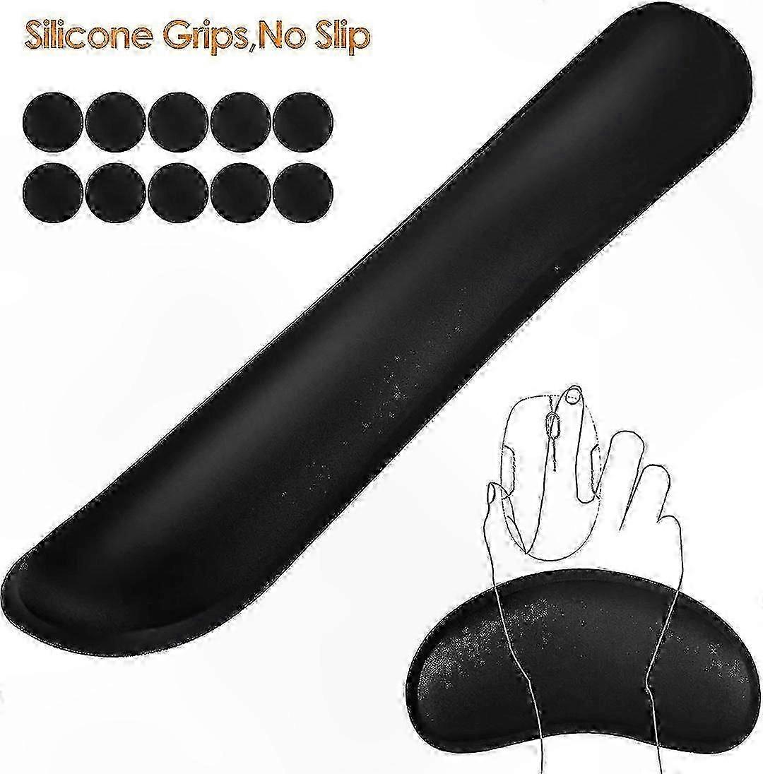 Ergonomic Memory Foam Wrist Support for Keyboard and Mouse with Soft Black Padding