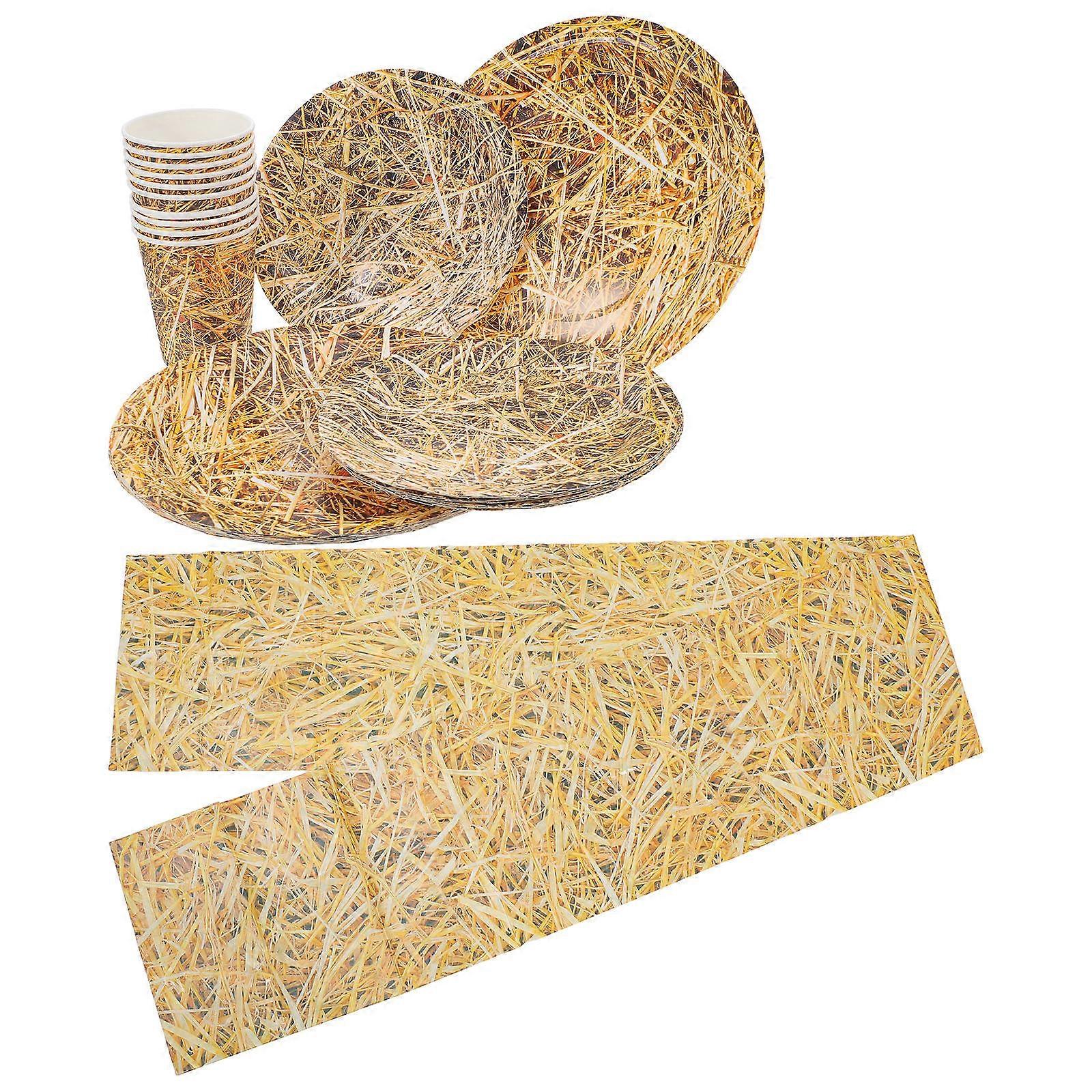 Paper Tableware Hay Party Decorations for 1Set Western Cowboy
