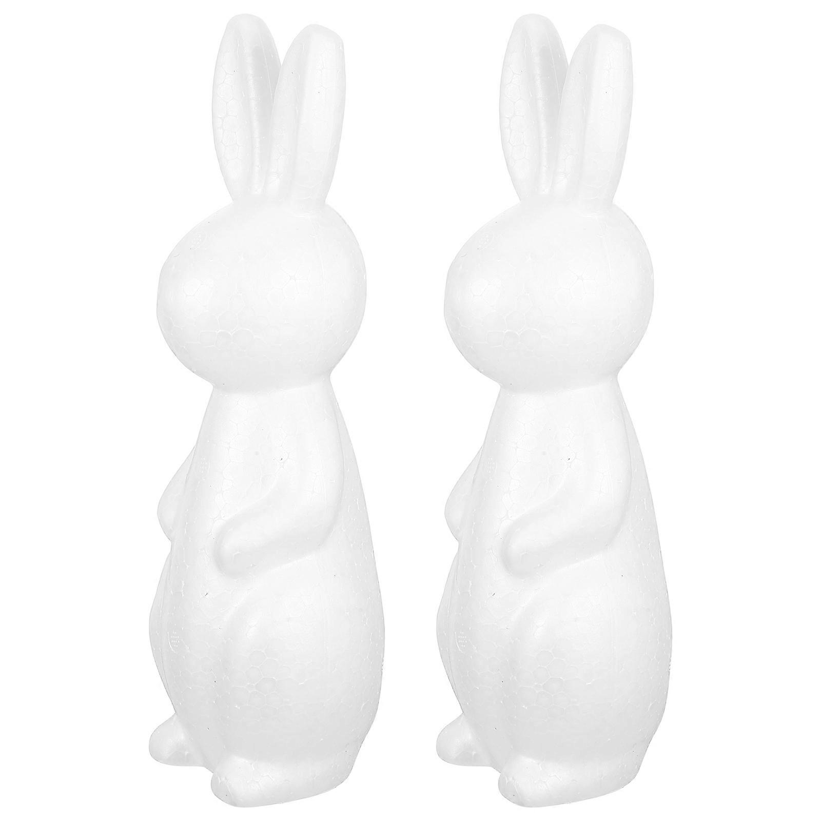 Foam Rabbit Model for Craft 2Pcs White Polystyrene Shapes for Painting
