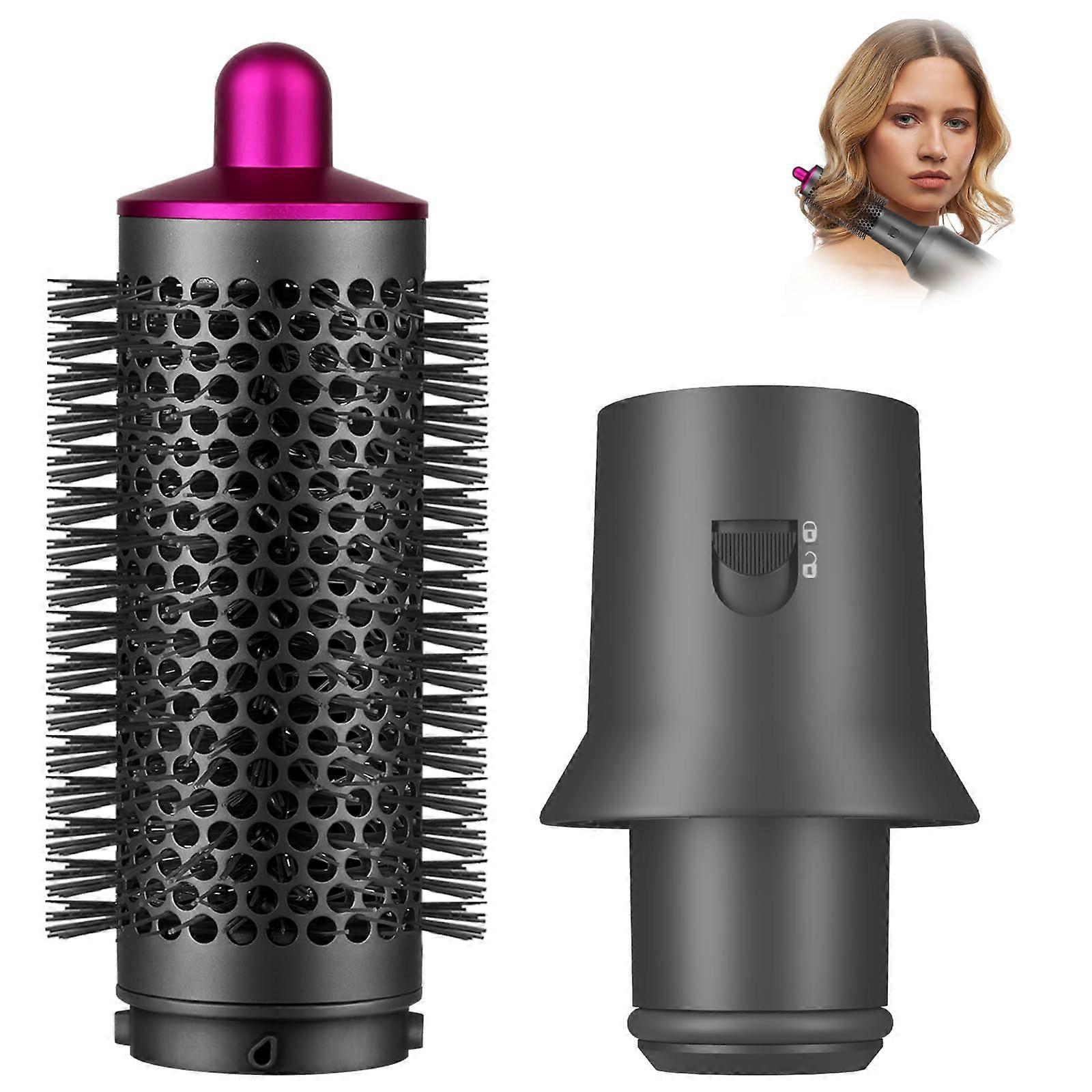 Small Round Volumizing Brush Attachment with Adapter for Shine and Lift for Dyson Airwrap and Supersonic