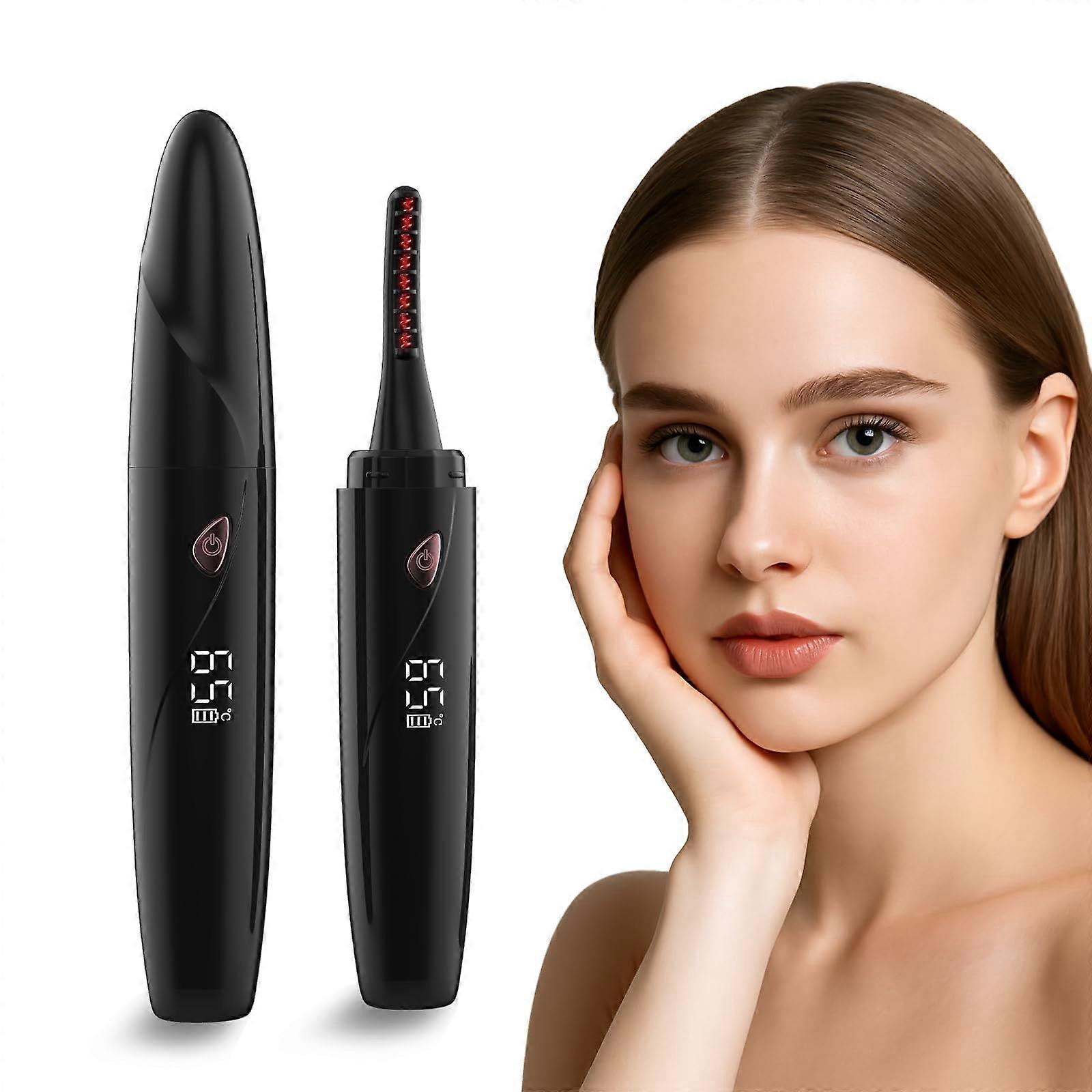 Heated Eyelash Curler with LED Display, USB Rechargeable Lash Curler, 4 Heat Settings, Fast Heating