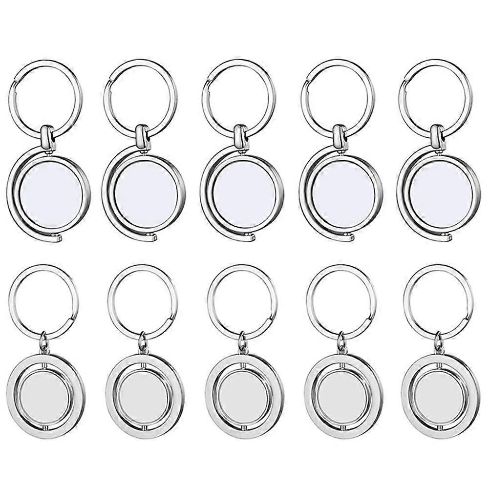 10PCS Sublimation Blank Keychain Metal Heat Transfer Keychain Blank Board Key Rings for DIY Sublimation, Sivler 2 Shapes