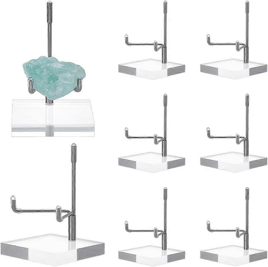 8 Sets Acrylic Rock Display Stand Adjustable Metal Arm Display Stand Holder Easel Displays with Acrylic Base Big Easel Holder for Gemstones Fossils Mi