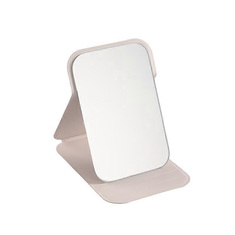 Desktop Makeup Mirror Solid Color PU Leather Simple Portable Handheld Makeup Mirror Foldable Student Compact Cute Pocket Mirror