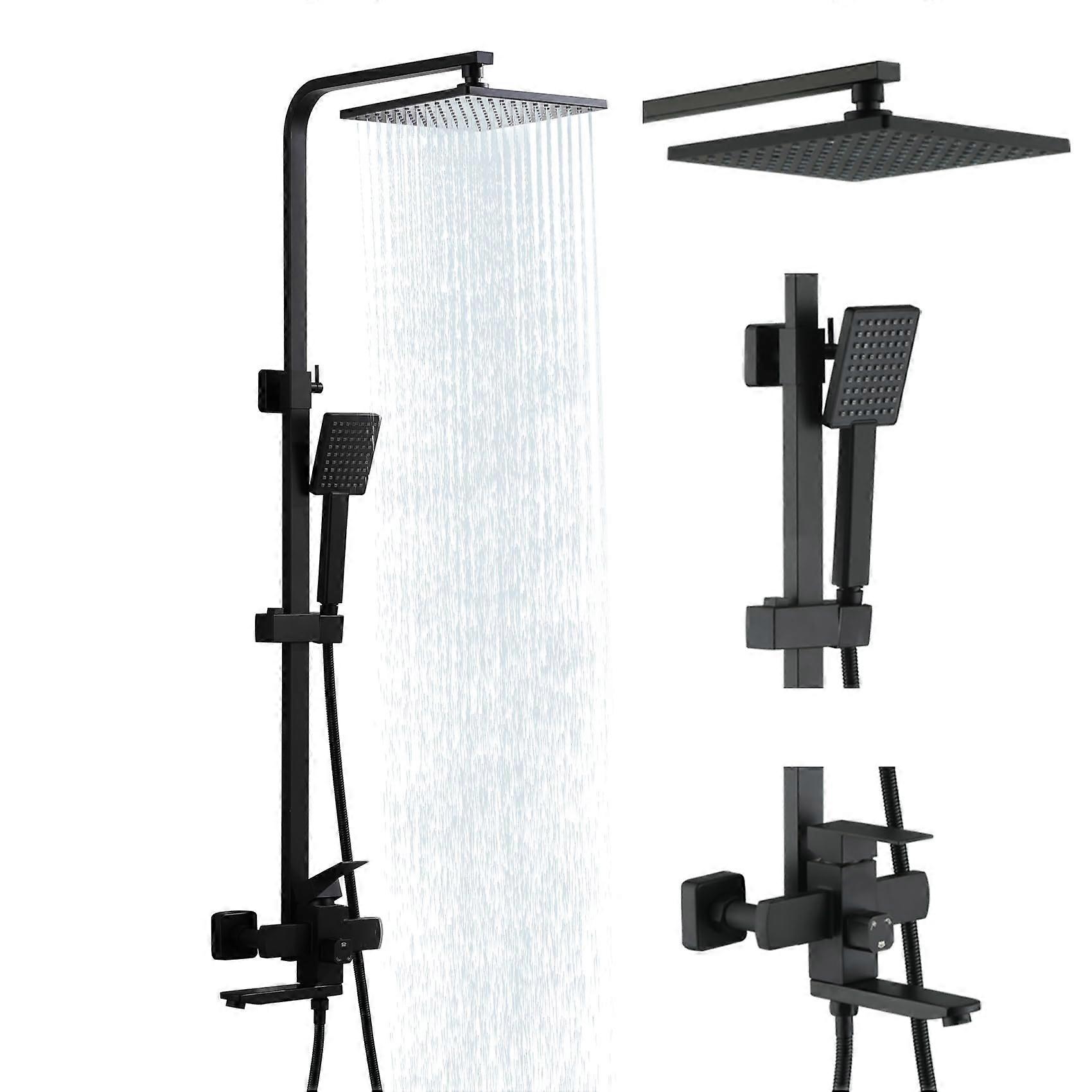 Outdoor Shower System Matte Black with 9 Inch Rain Shower Head Handheld, Triple Function Wall Mounted