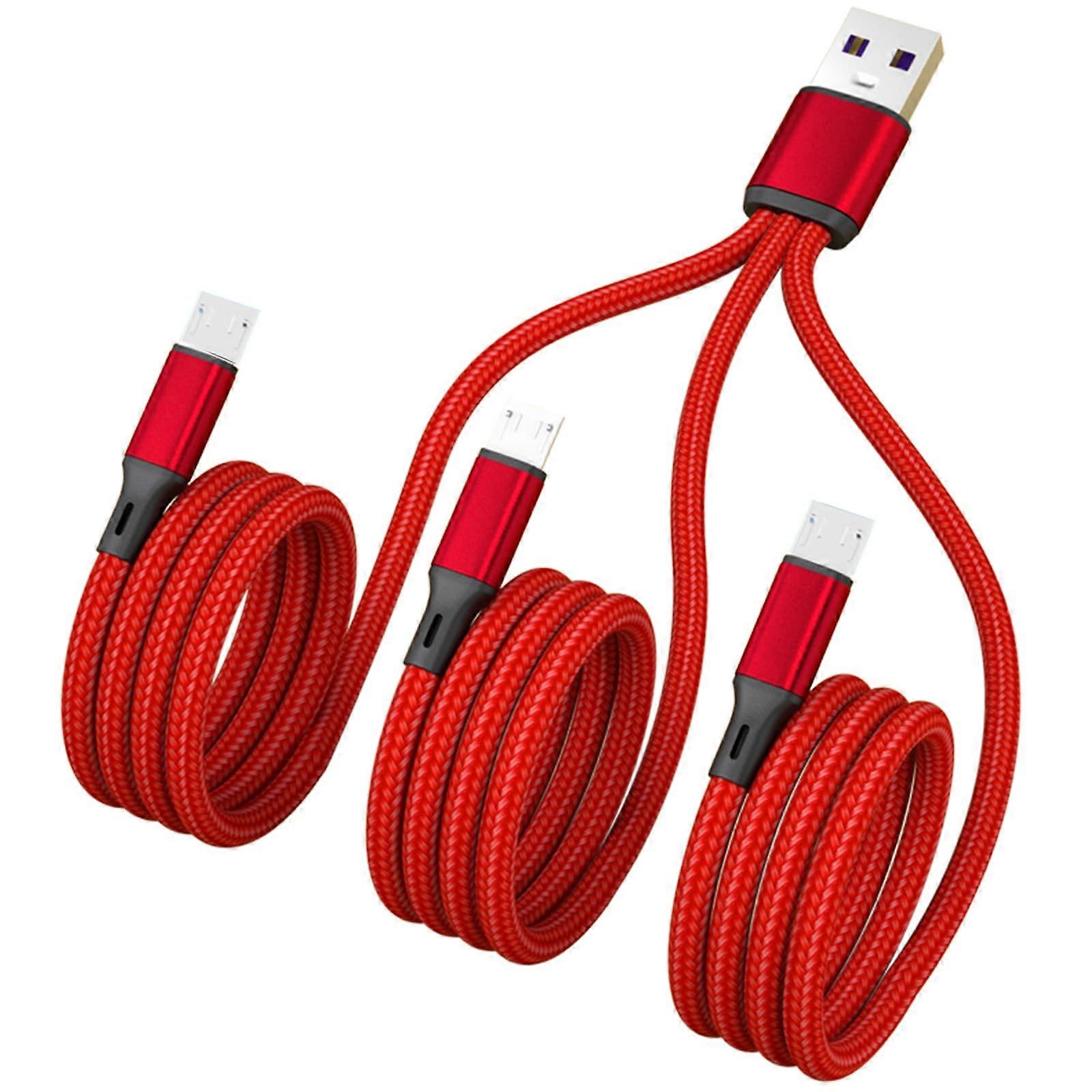 3 In 1 USB 2.0 USBA Male To 3 Cable Red For Three Devices Charging Simultaneously 20cm Or 120cm Lengths