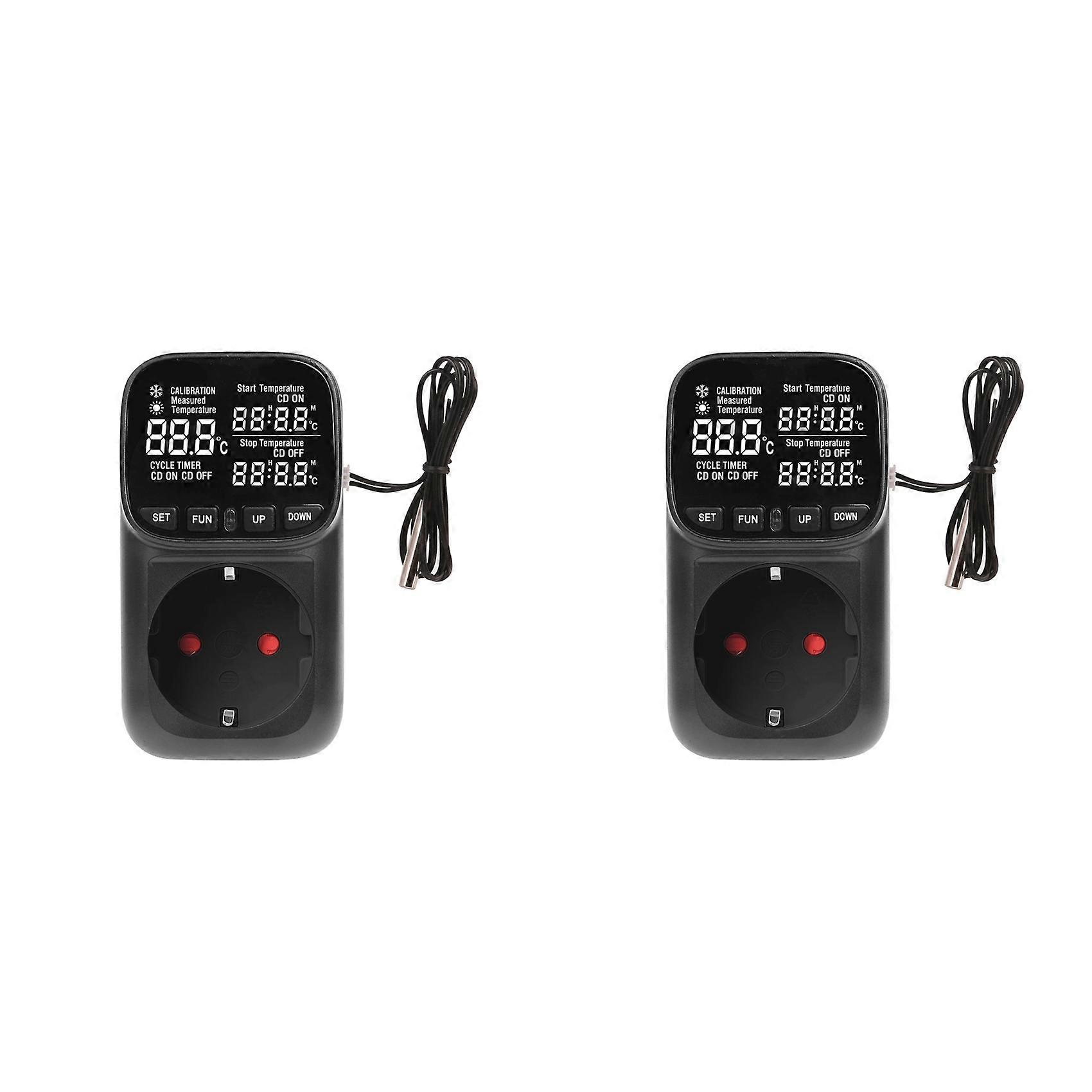2X Digital Temperature Controller Socket with Timer Switch Heating Cooling for Refrigerator Aquaculture 230V EU Plug