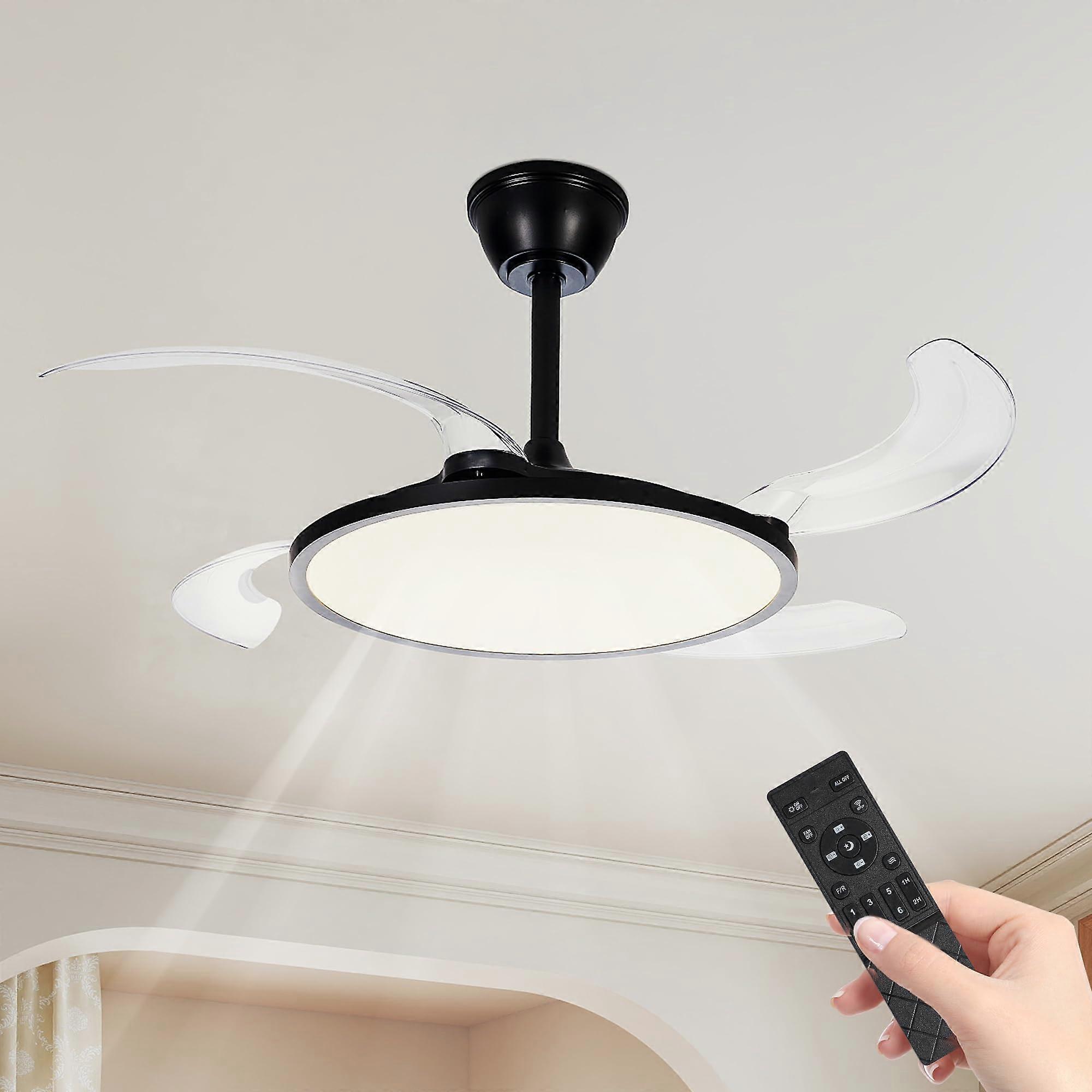 Retractable Ceiling Fan with Light and Remote, Ultra Thin Low Profile, Smart App Control, Quiet