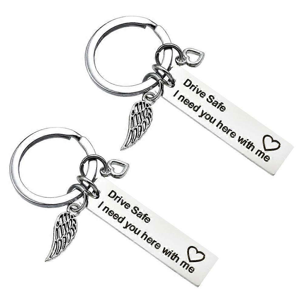 Stainless Steel Key Chains Driver Key Pendants for Decor 2Pcs Silver