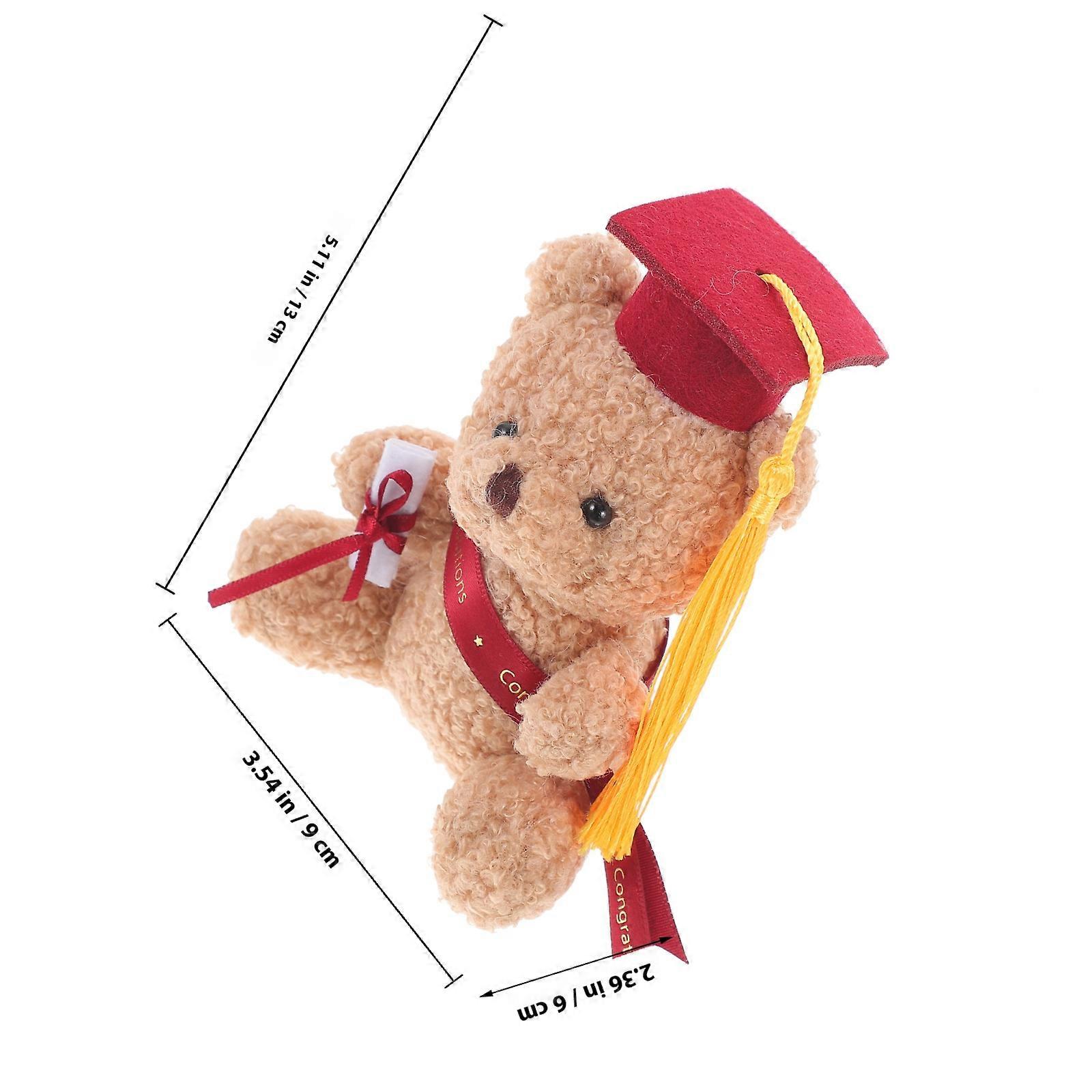 Graduation Plush Bear Doll for Bouquet Decoration Red