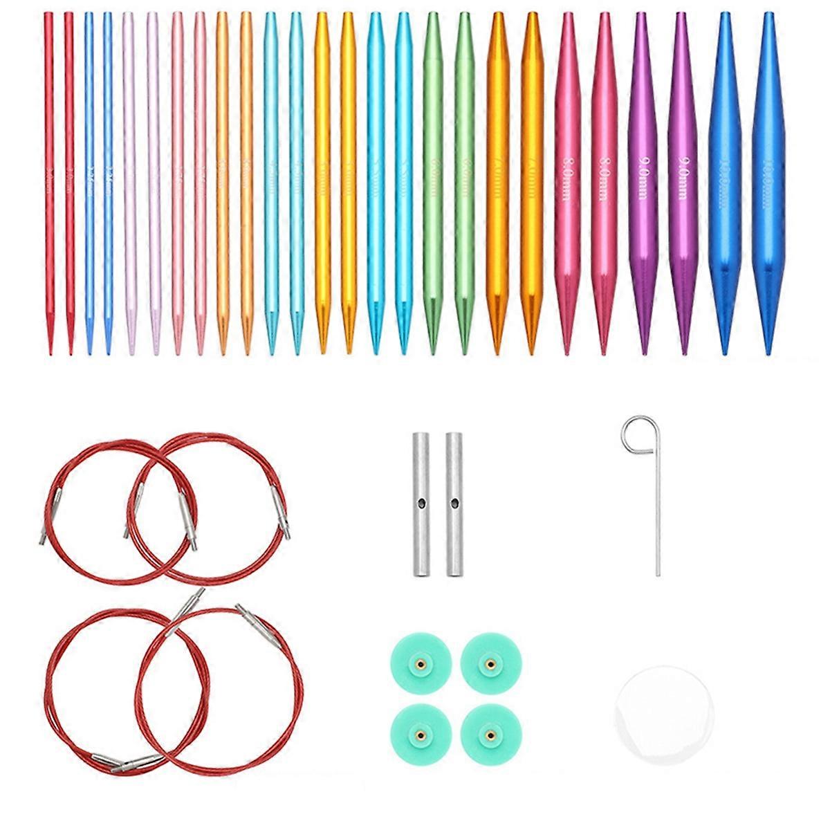 13 Pairs Interchangeable Circular Knitting Needles Set,3.0mm-10.0mm,Aluminum ,for Knitting Projects,Beginner