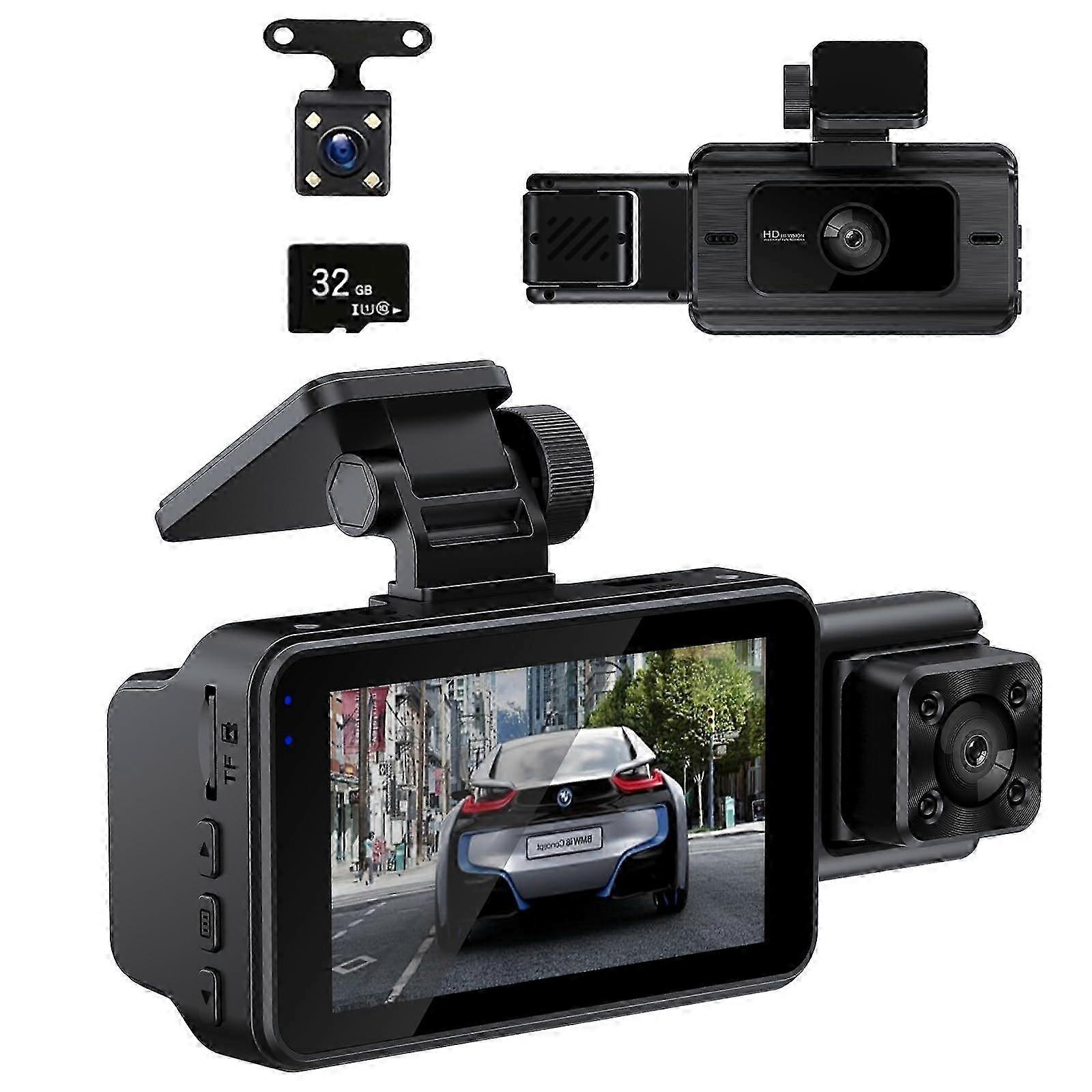 26-27 HD Three-Camera Dashboard Camera for Car Recording and Loop Recording