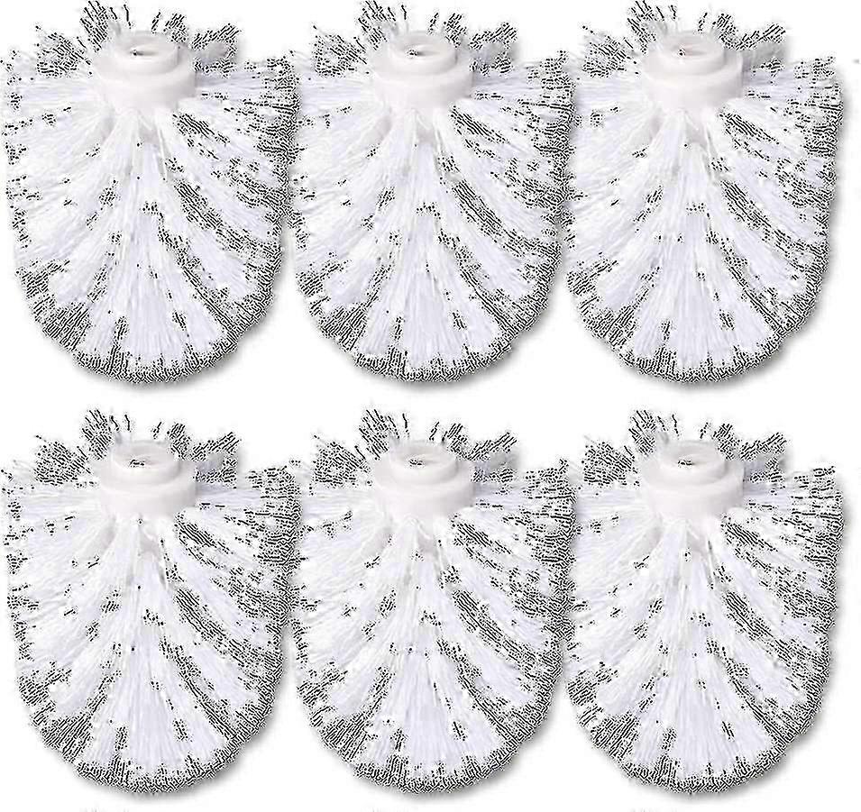6pcs Toilet Brush Replacement Heads White, 8cm Diameter, Compatible with