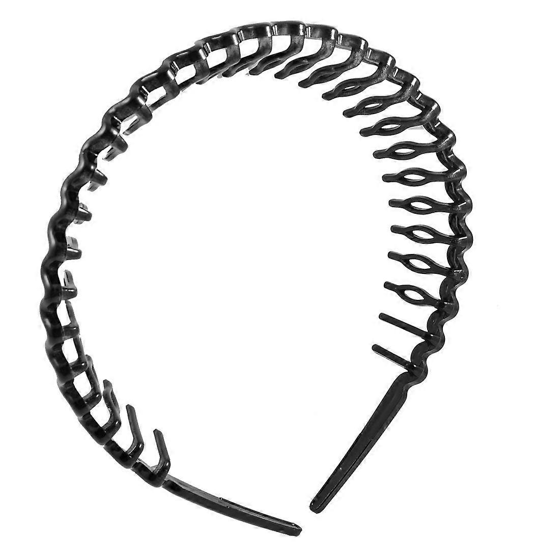 Black Plastic Headband with Comb Teeth for Women Secure Grip Lightweight Everyday Styling