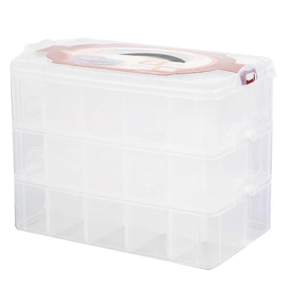 Clear 3 Layers 30 Grids Washi Tape Storage Box Transparent Tool Set