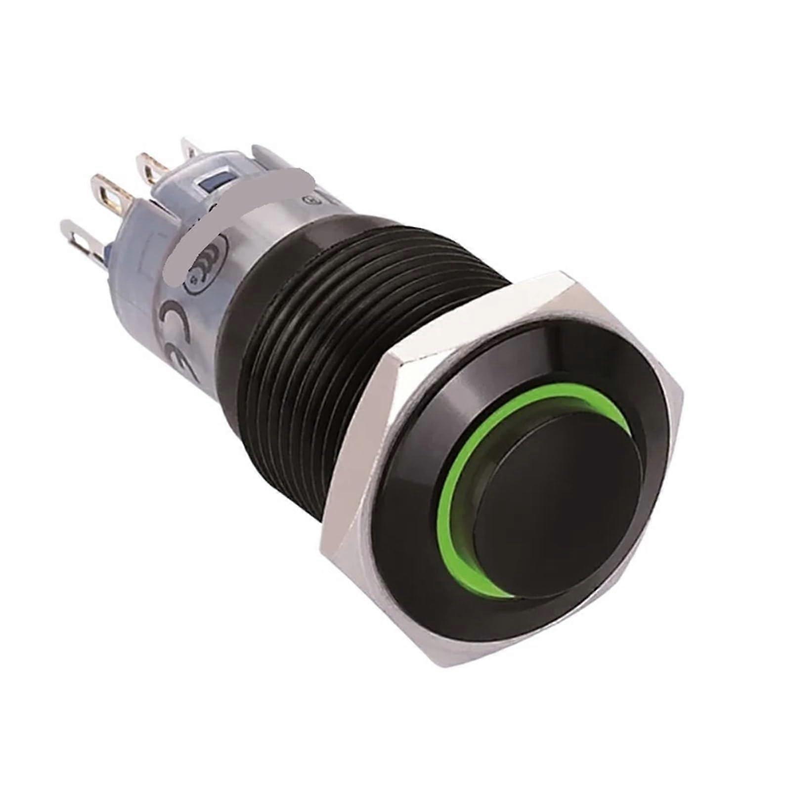 16mm Momentary Push Button Switch 2NO 2NC Black 24V Durable Metal Body