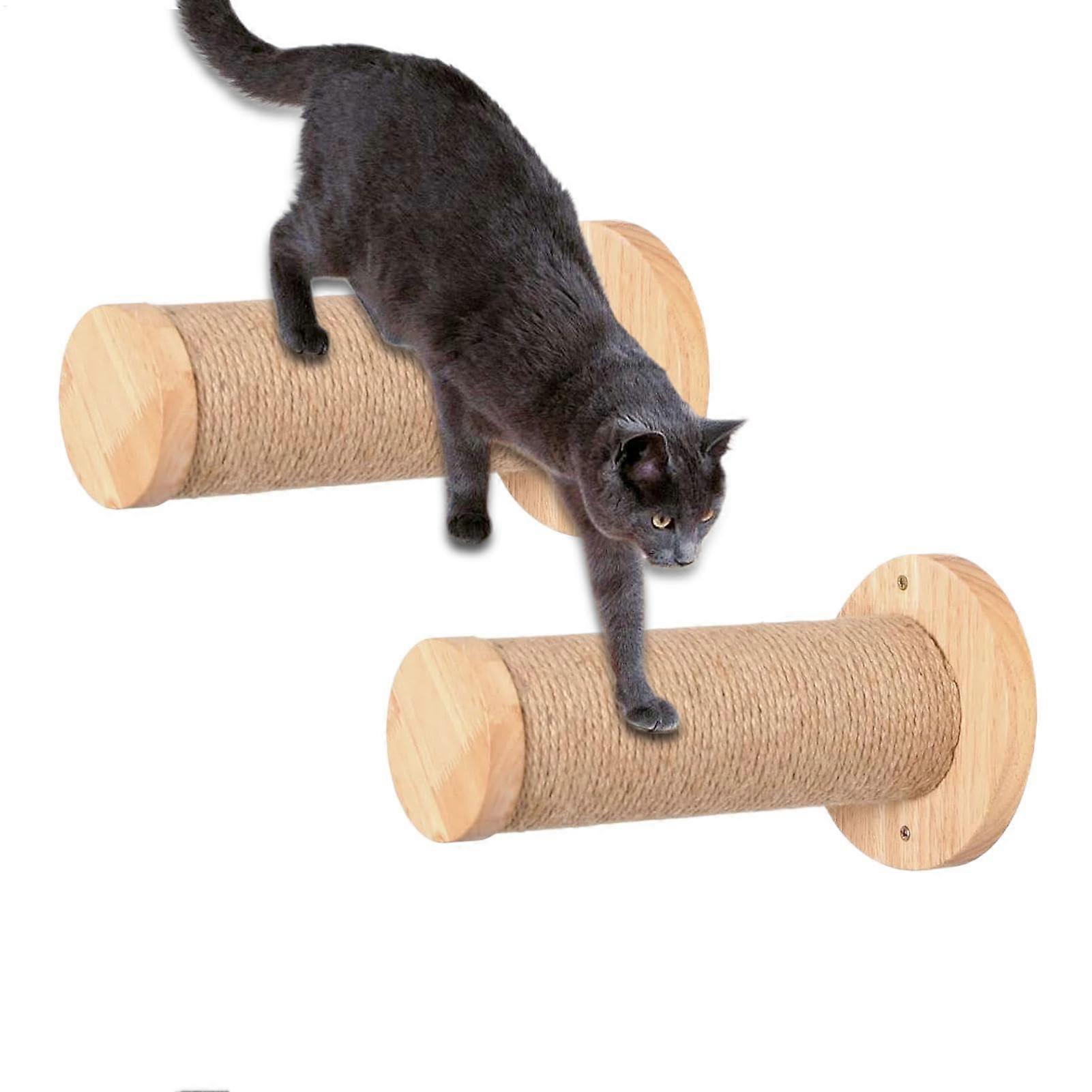 Wall Mounted Cat Tree with Wooden Scratching Posts, Indoor Climbing Shelf for SpaceSaving Lounging