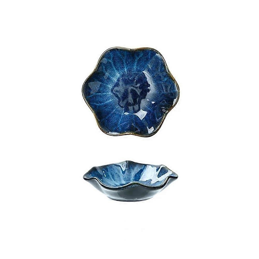 Soy Sauce Dish Blue Porcelain Dipping Bowls for Sushi Stackable SpaceSaving Design