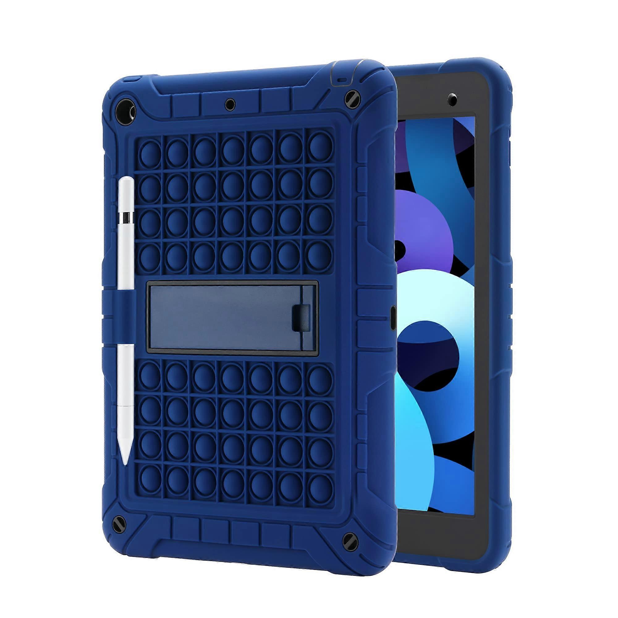 Shockproof Case with Pencil Holder Strap Kickstand Pop Bubble for iPad 10.2 9th 8th 7th Gen Blue