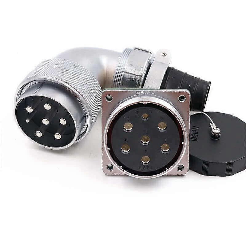 WF55 7 Pin Right Angle Waterproof Circular Aviation Plug and Socket with 4Hole Flange