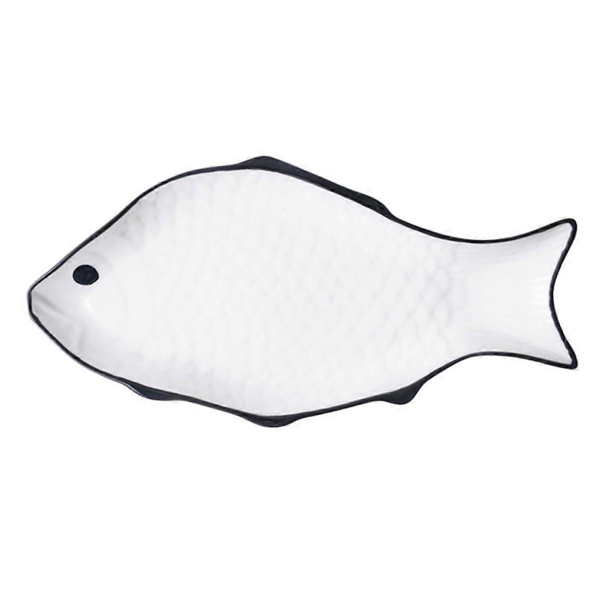 Ceramic Fish Serving Plate with Elegant FishShaped Design, Microwave Safe for Kitchen and Restaurant