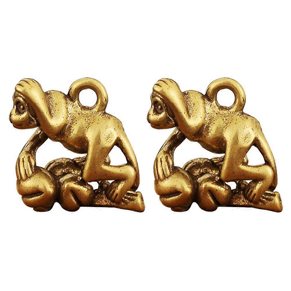 2Pcs Monkey Modeling Adornment DIY Keychain Pendant Unique Brass Craft