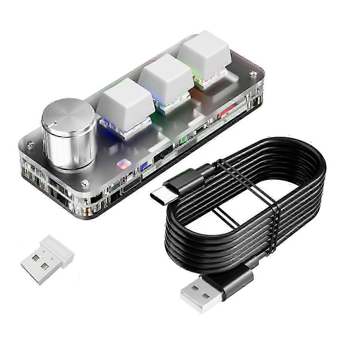 3 Keys 1 Knob 2.4G Macro Keyboard Mini Gaming Custom Programming Wireless Bluetooth Wired Mechanical