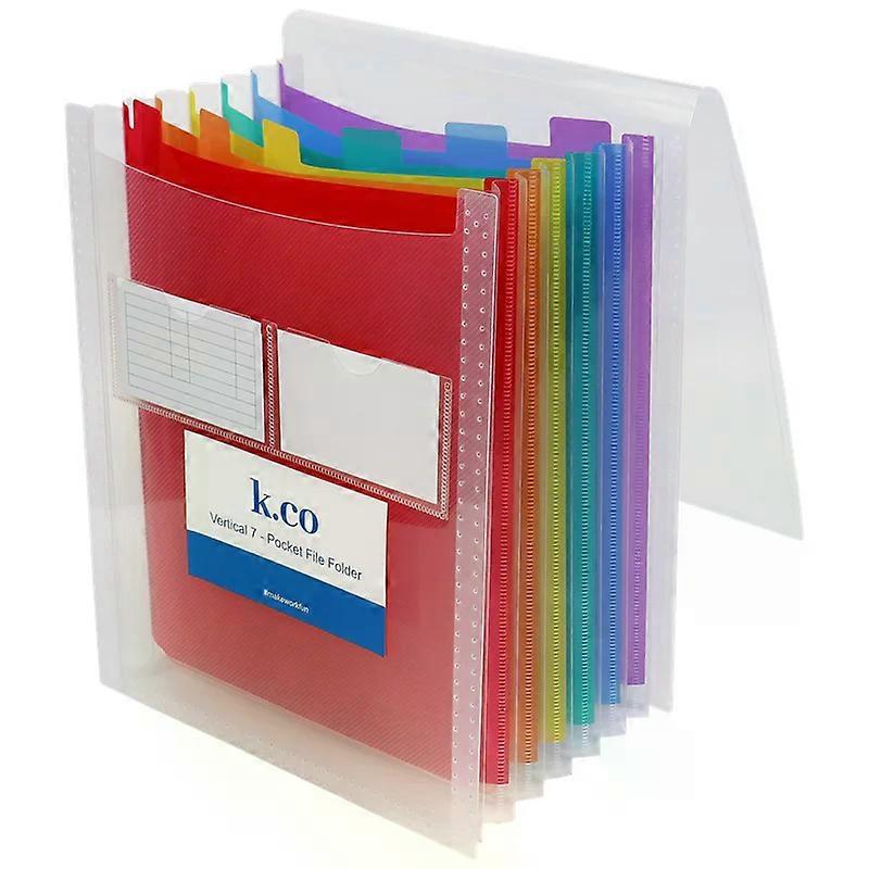 Portable A4 File Folder 7 Pockets Multilayer Rainbow