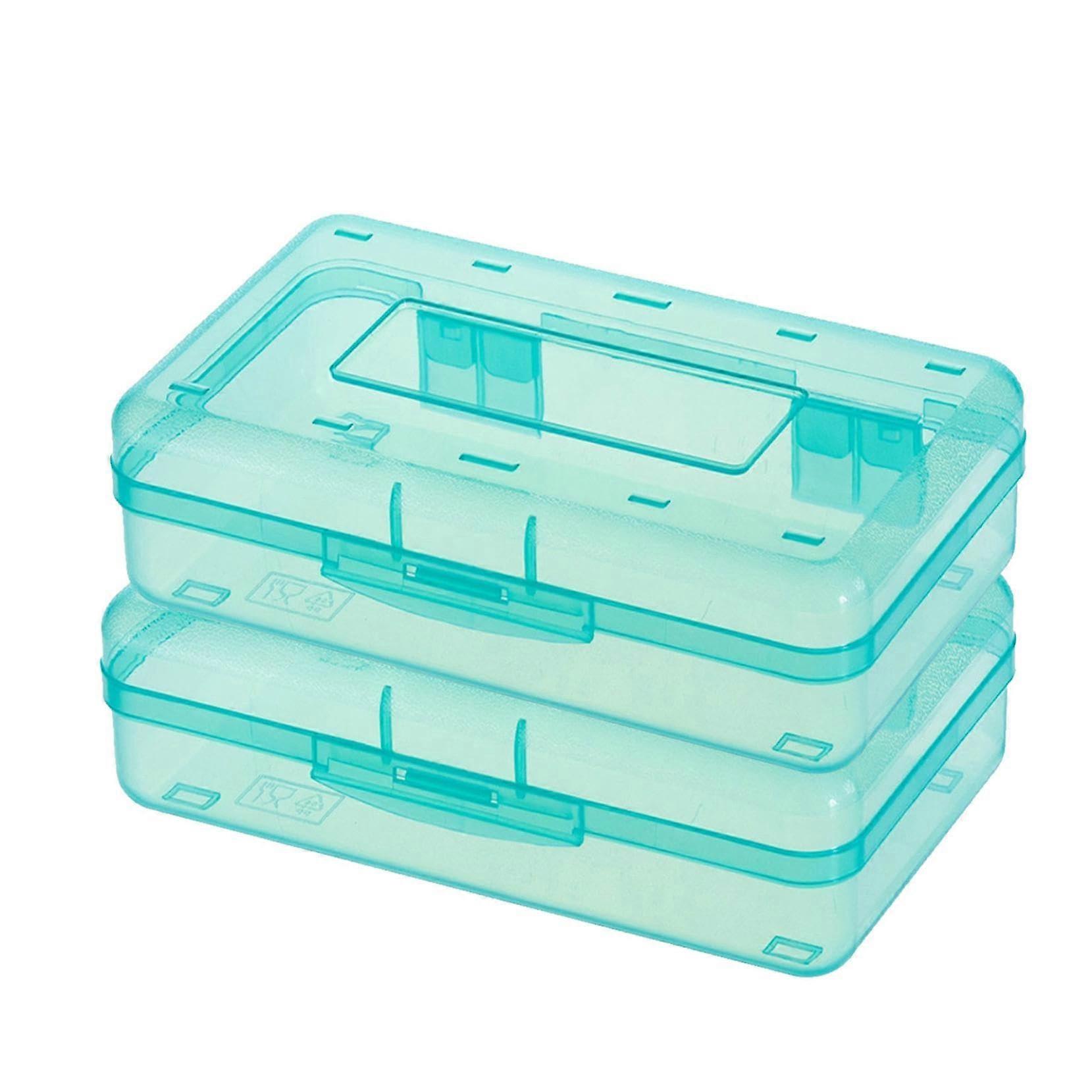 2pcs Mint Green Plastic Pencil Storage Box with SnapTight Lid, Large Capacity Stackable Organizer