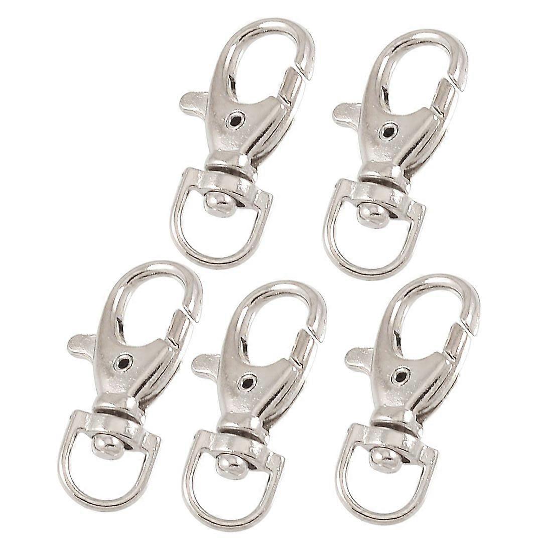5 Pcs Silver Tone Metal Lobster Clasp Key Ring Holders
