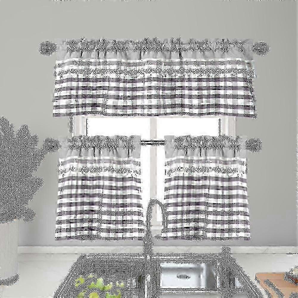 Luxury Cafe Kitchen Curtains - Window Drapes with Valance Topper
