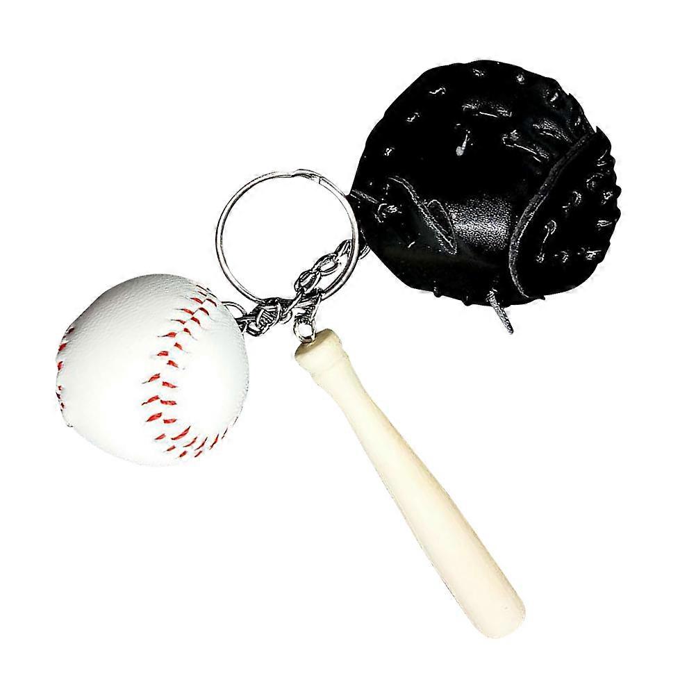 Baseball Keyring Sports Keychain for Decorating Solid Black Pendant