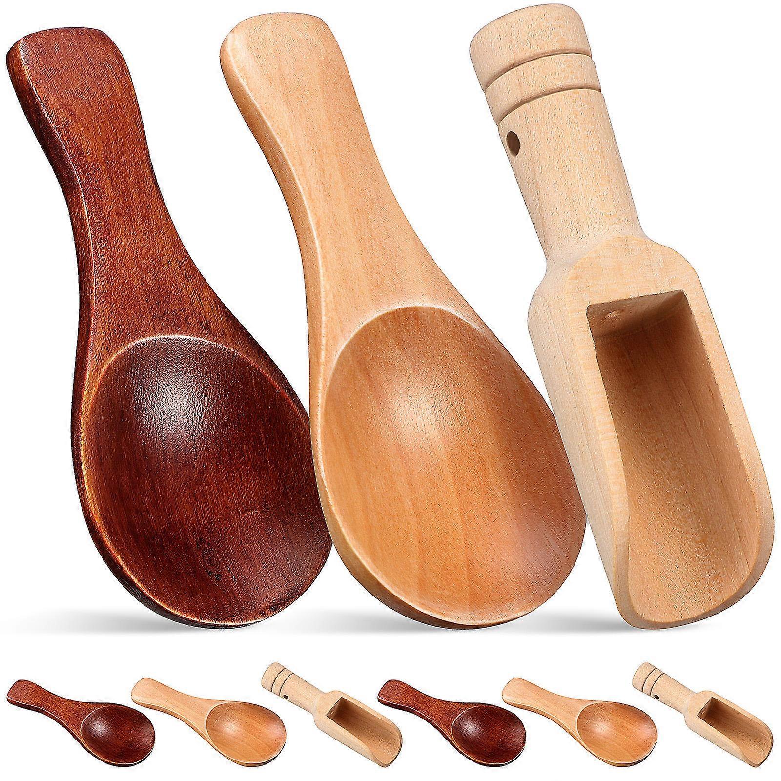 Small Wooden Spoons Condiments Spoons for Kitchen Use 9Pcs Assorted