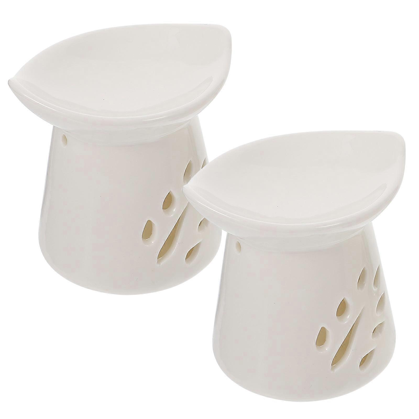 Ceramic Aromatherapy Burner Decorative Holder for Home 2Pcs White