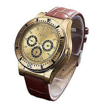 Elektrisch horloge met aansteker voor heren, casual polshorloge met winddichte, vlamloze sigarettenaansteker, USB-oplaadbaar.