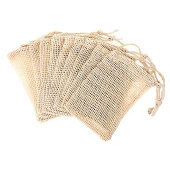 10 PCS Natural Sisal Soap Saver Bags Exfoliating Pouch with Drawstring for Rich Foam and Quick Dry