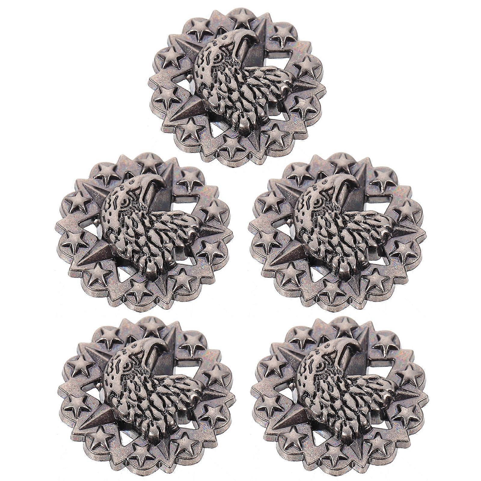 5Pcs Silver Alloy Buttons Featuring Eagle Design for Decorative Use