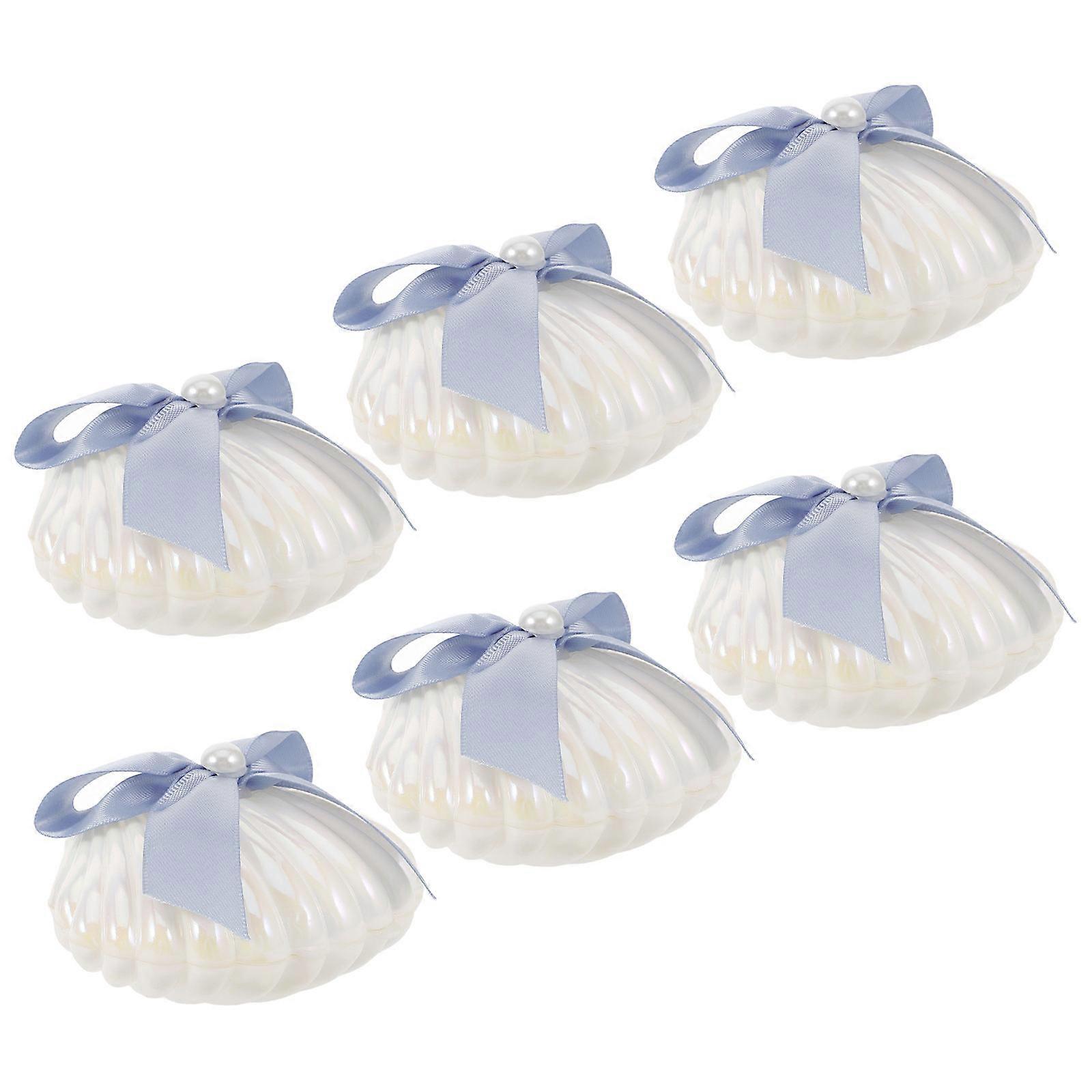 Assorted Color Wedding Candy Boxes for Storage 6Pcs Seashell Design