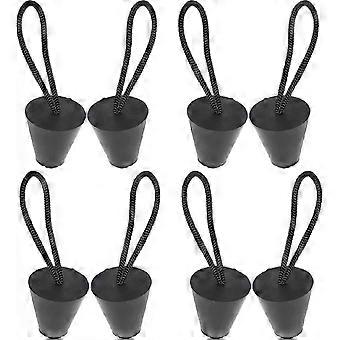 SHVY-8-Pc Universal Kayak Drain Plug with Lanyard Drain or Drain (8-Pack, Black)