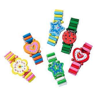 Wooden Watch Kids Educational Plaything for Kids Playing 6Pcs Cartoon Toy