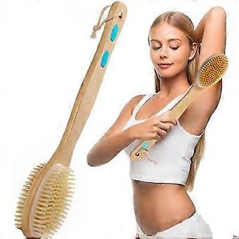 Beste 2026 2X Rugborstel voor onder de douche met lange houten handgreep, lichaamsborstel voor het exfoliëren van de huid