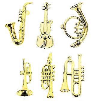 2026 6 st Mini Plast Musikinstrument Dockhus Trumpet Saxofon Miniatyr Julgran Hängande Dekor