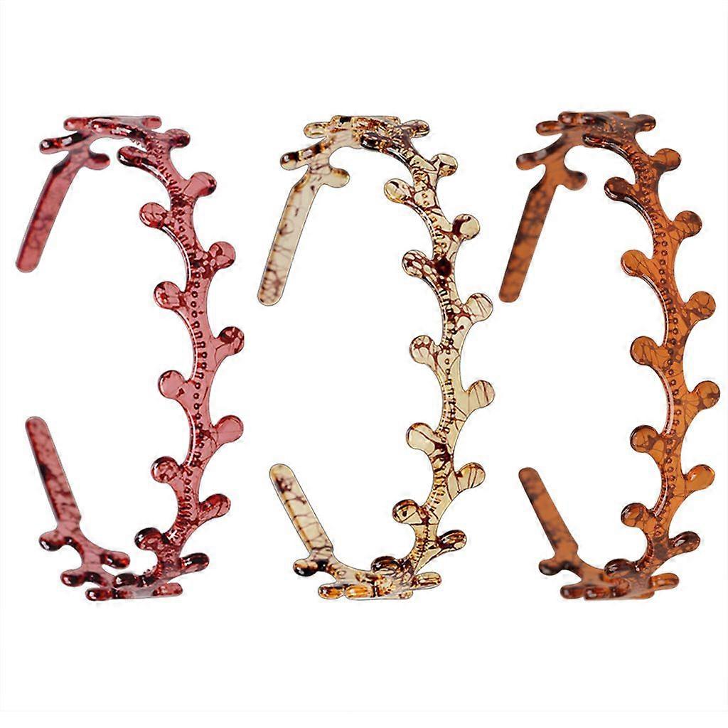 3Pcs 3-Pack Antler Leaf Plastic Headbands for Daily Styling